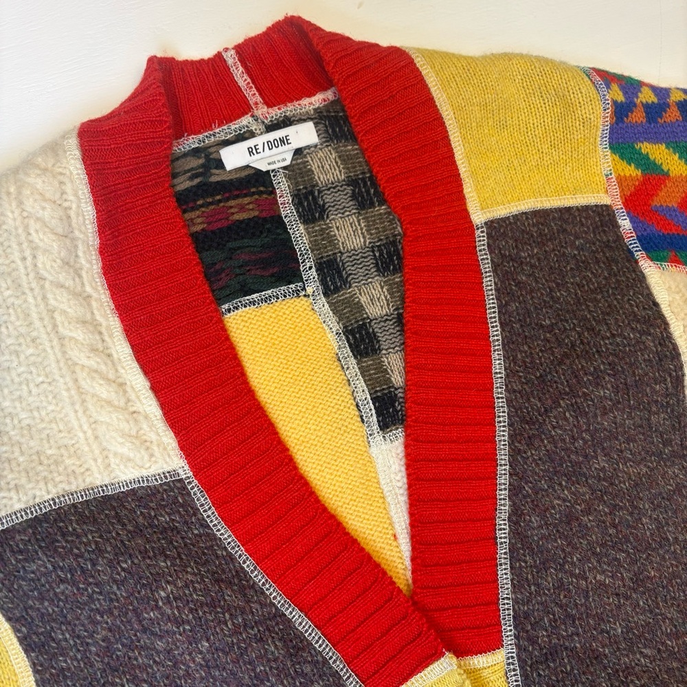 Re/Done Multicolor Patchwork Cardigan - image 2